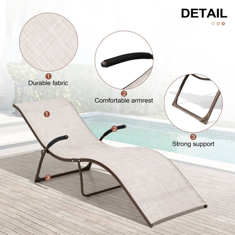 Crestlive Products Outdoor Aluminum Chaise Lounge Chair with Adjustable Backrest