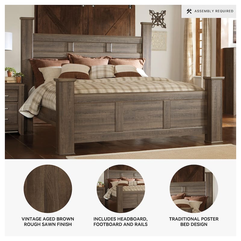 Juararo Dark Brown Poster Bed