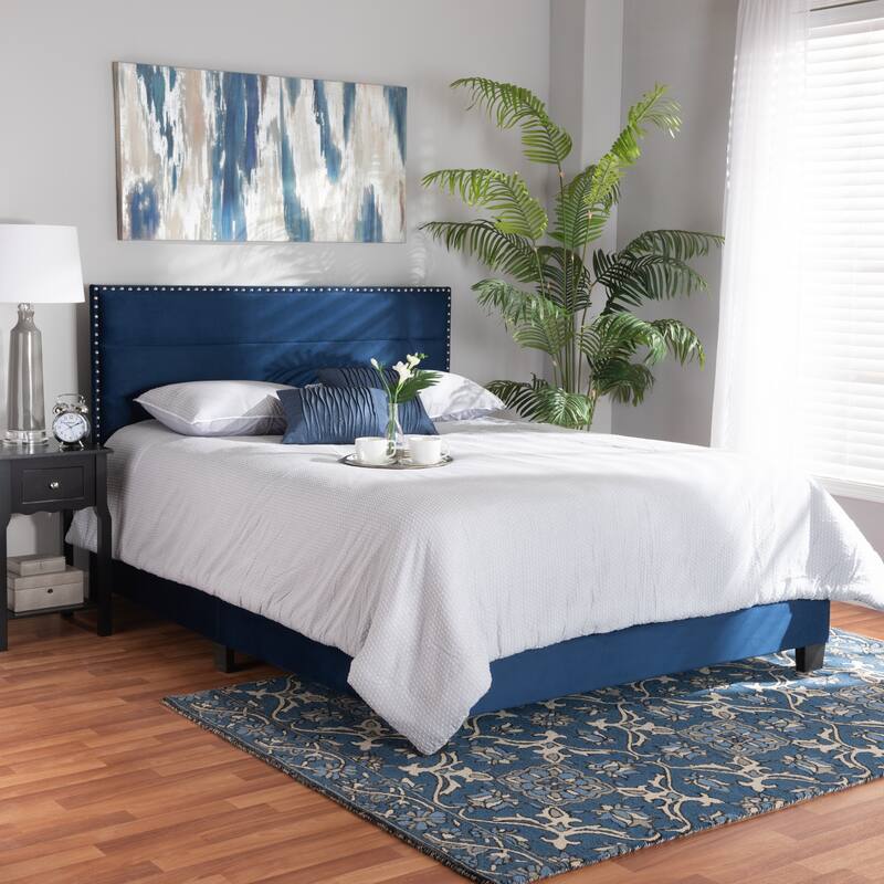 Tamira Modern Glam Velvet Fabric Upholstered Panel Bed