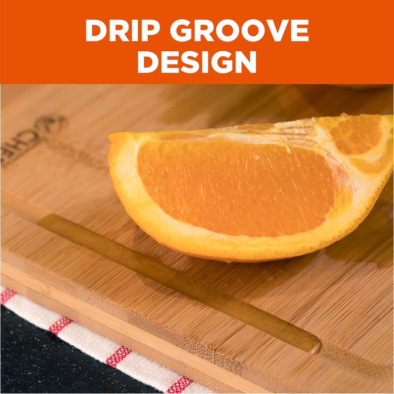 Commercial Chef Cutting Board for Serving Meats, Cheese and Vegetables, Bamboo (Large)