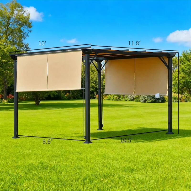 12' x 10' Pergola Canopy Patio Metal Shelter
