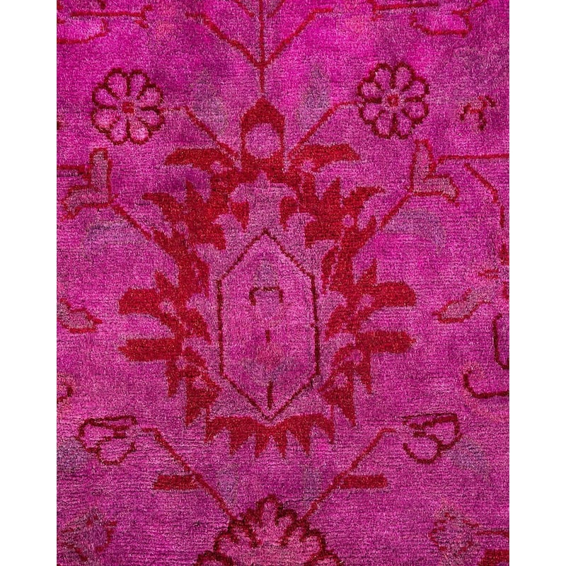 Overton Hand Knotted Wool Vintage Inspired Modern Contemporary Overdyed Pink Square Area Rug - 8' 2" x 8' 3"