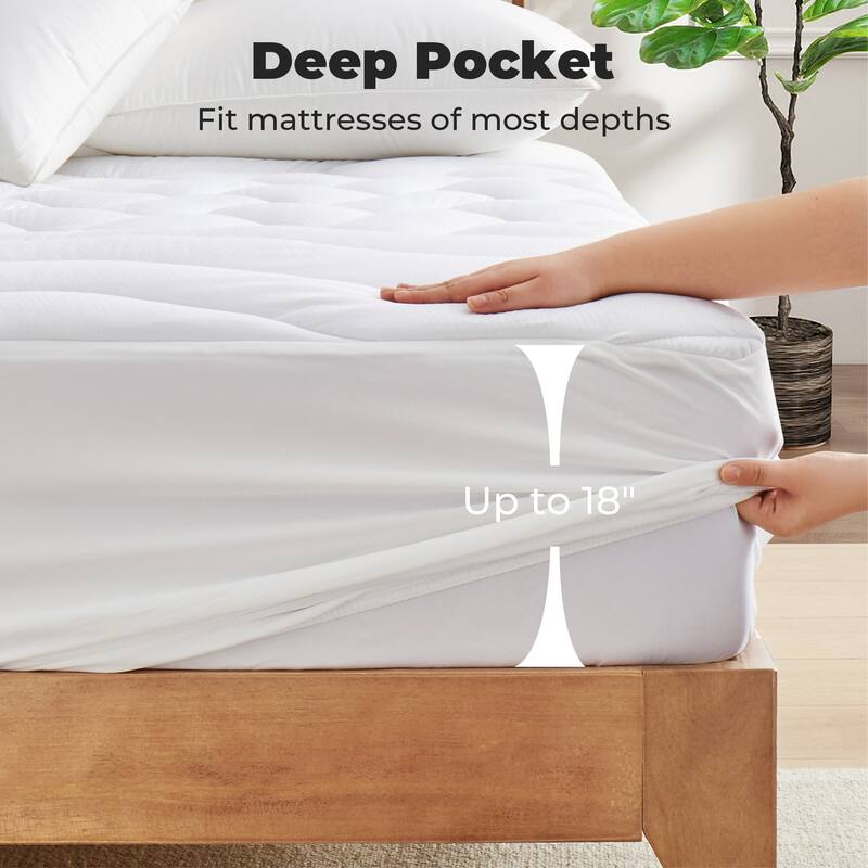 The Beyond Bed™ Soft Waterproof Quilted Mattress Pad with Elastic Deep Pocket - White