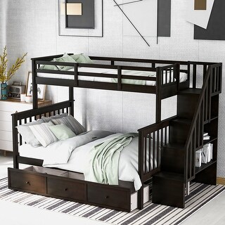 Versatile Twin-Over-Full Bunk Bed with Stairway