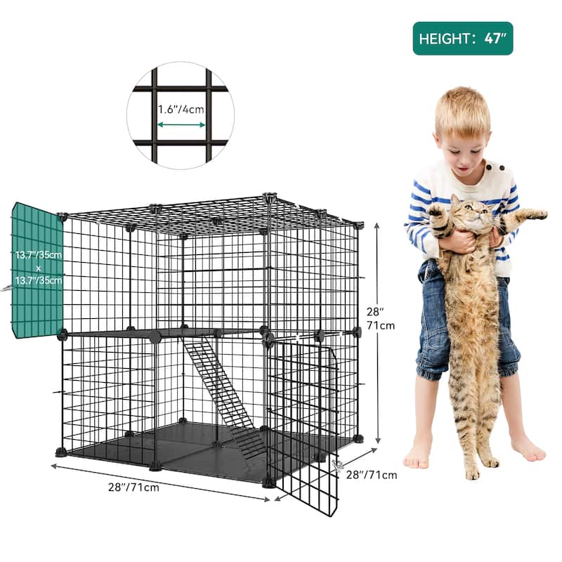 Moasis Reinforced 2-layer Metal Pet Cage with Doors, Ladder