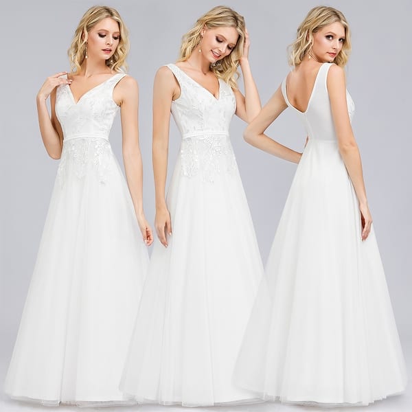 Shop Ever Pretty Womens Embroidery A Line Evening Wedding Dresses
