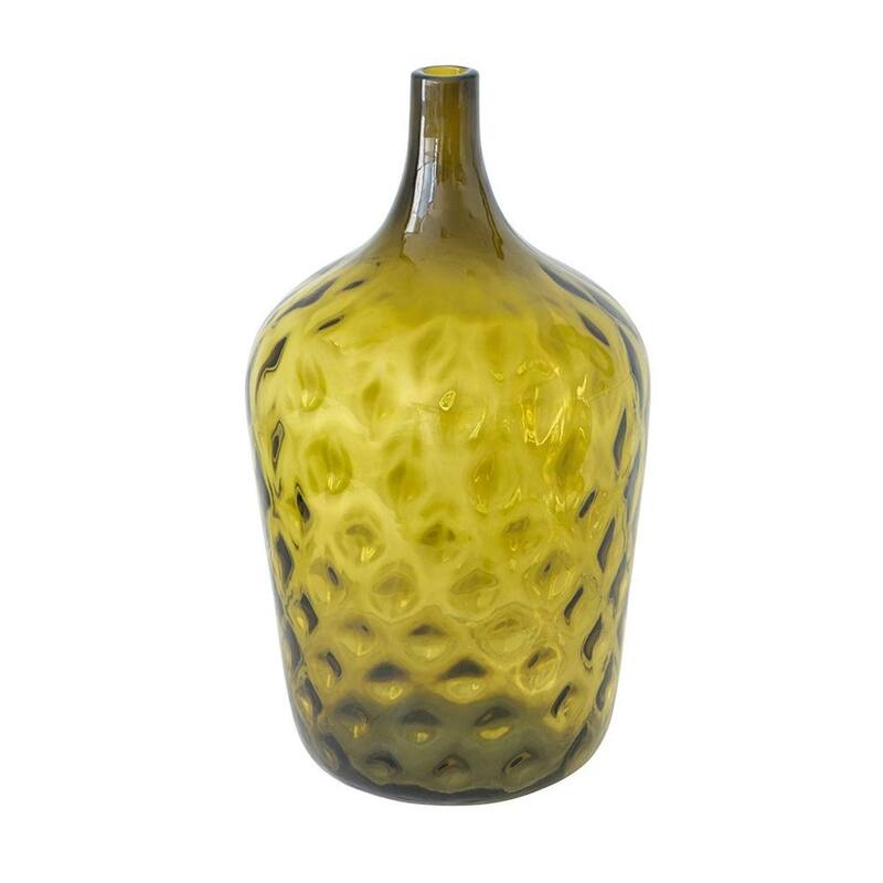 21" Olive Green Hammered Glass Table Vase - 11.80