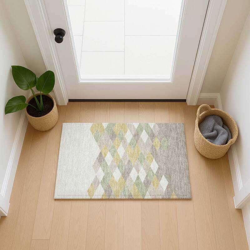 Machine Washable Indoor/ Outdoor Modern Avo Chantille Rug