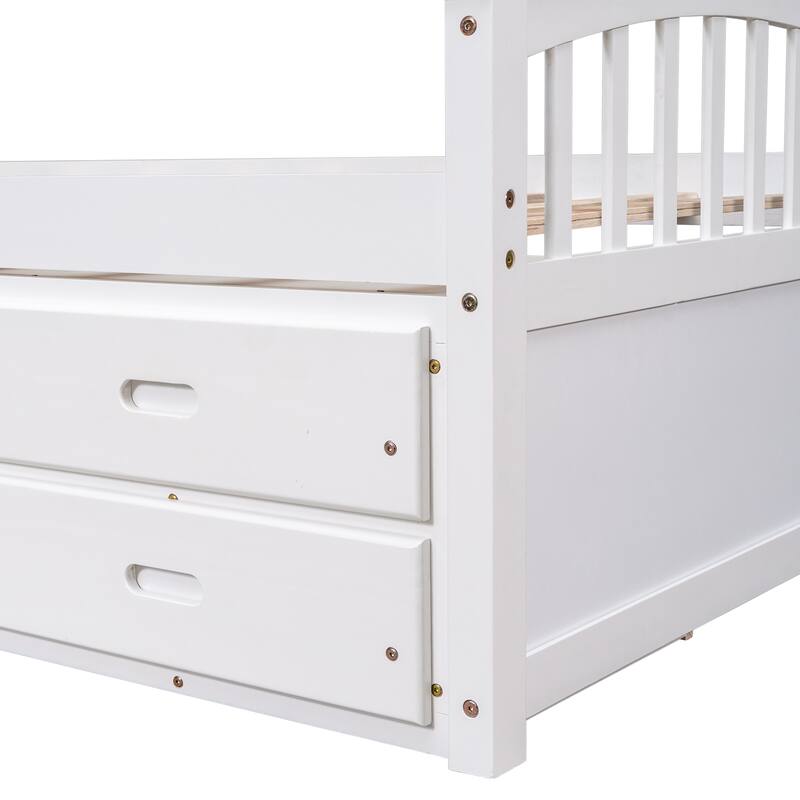 Solid Wood Platform Bed Daybed Frame with 6 Storage Drawers and Slats Support, Twin Size Storage Bed Frame for Bedroom