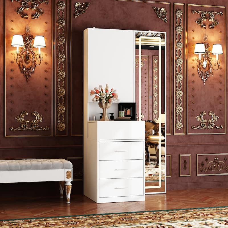 Dresser LED-Lit Vanity Dressing Cabinet with Full-Length Mirror