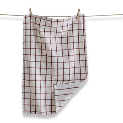 Classic Double Rust Brown Windowpane Cotton Kitchen Dishtowel 26L x 18W in.
