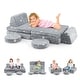 preview thumbnail 1 of 7, Gymax Glow in the Dark Modular Kids Play Couch Set w/ Machine-washable Grey