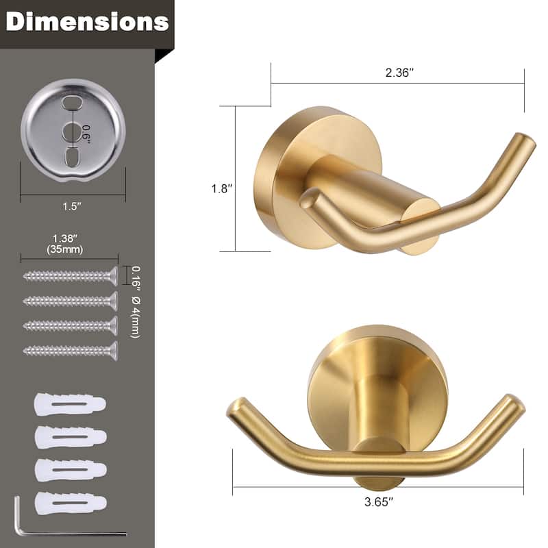 WOWOW Knob-Hook Double Robe/Towel Hook 2-Pieces