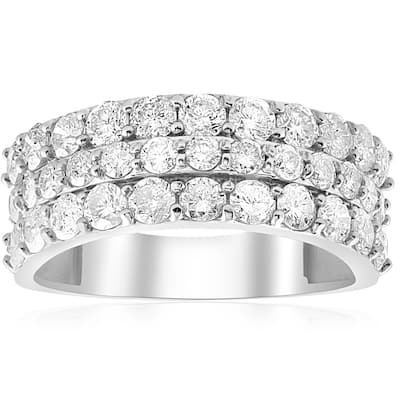 1 3/4ct Diamond Wedding Triple Row Ring White Gold
