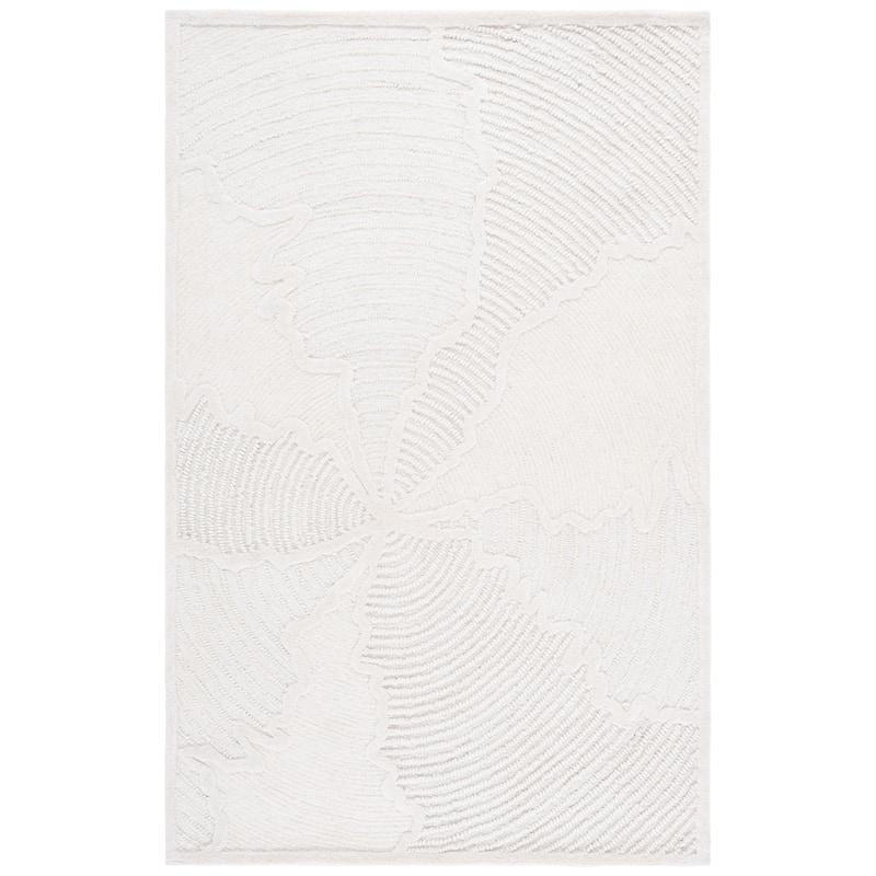 SAFAVIEH Handmade Abstract Shiori Wool Rug - Ivory - 6' Square