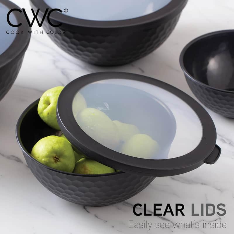 COOK WITH COLOR - 12 Piece Plastic Nesting Bowls - 6 Prep Bowls and 6 Lids, Microwave Safe
