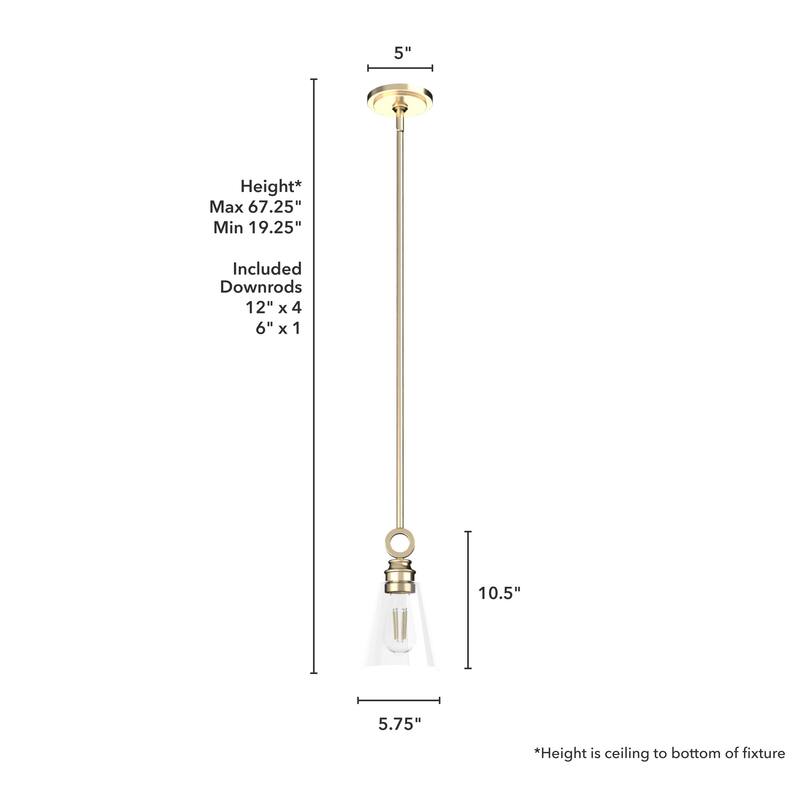 Hunter Klein 6" 1-Light Glass Mini Pendant - Kitchen Island, Dining Room - Industrial, Contemporary, Transitional