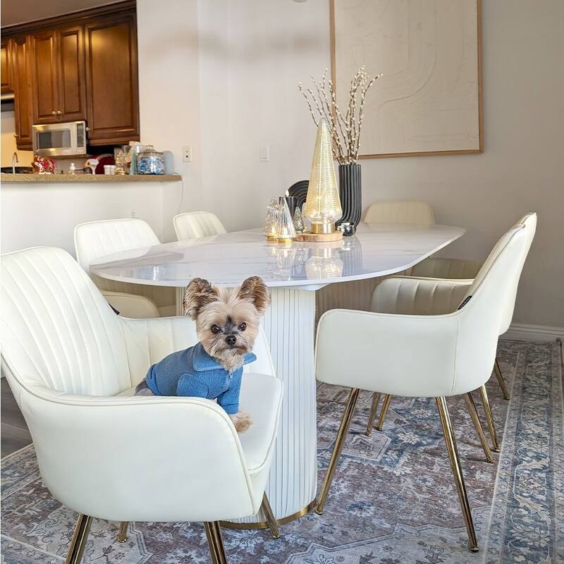 Modern Minimalist White Oval Dining Table with Glossy Sintered Stone Tabletop, Roman Column Frame Table Legs