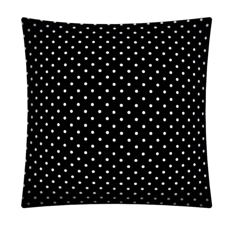 17" Black and White Polka Dot Indoor Outdoor Throw Pillow Cover - 17" X 17"