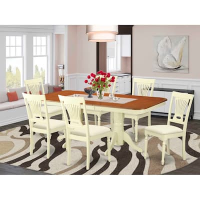 Vintage Dining Table Set 9 Piece - Victorian Style Table & Chairs, Double Pedestal, Saddle Brown Finish
