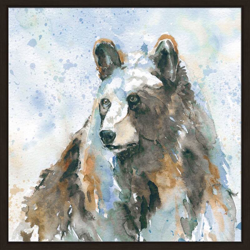 "Black Bear On Blue" by Carol Robinson Print on Floating Canvas