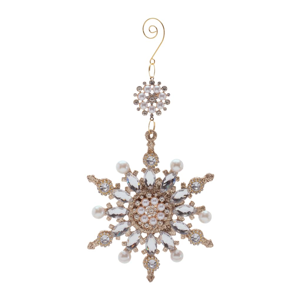 Pearl and Jewel Snowflake Ornaments (Set of 12)