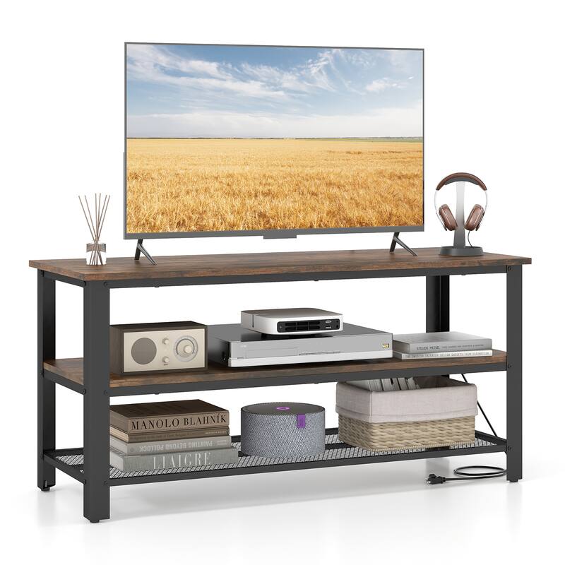 Gymax TV Stand for TVs up to 50 Inches 3-Tier Entertainment Center - Brown