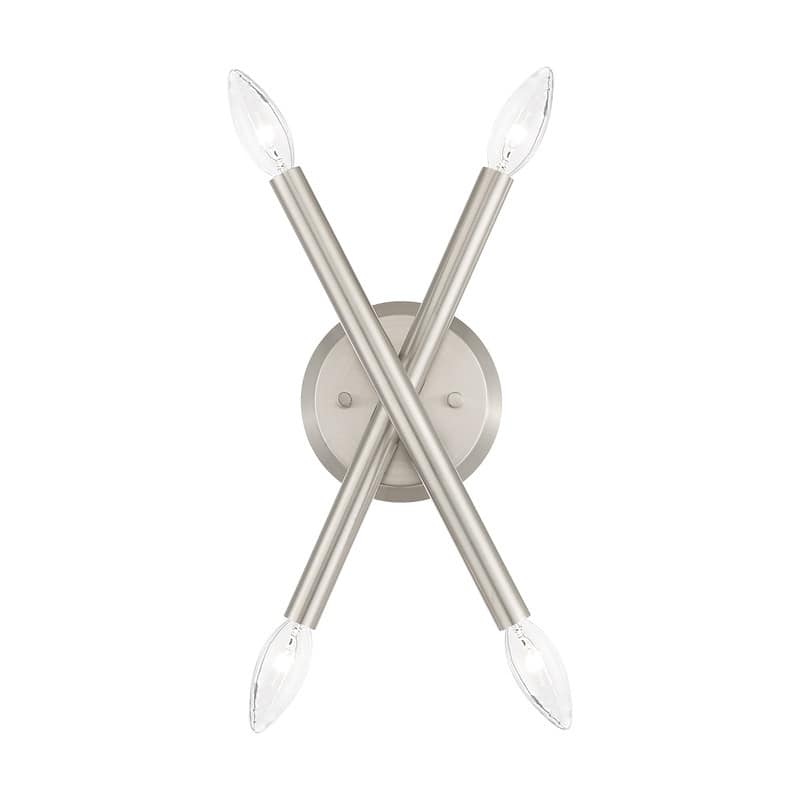 Livex Lighting 4-Light Brushed Nickel ADA Wall Sconce, 46772-91 - 6" W x 11.25" H x 3.75" Ext.