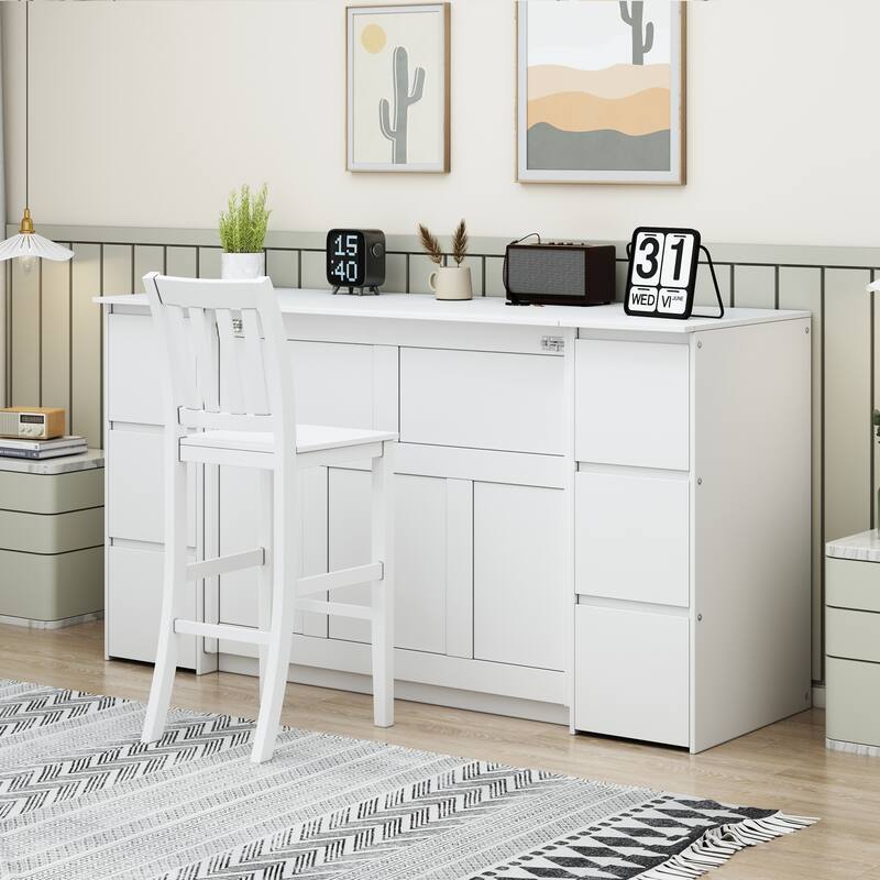 Modern Murphy Bed with Drawers, Cabinets, and USB Ports