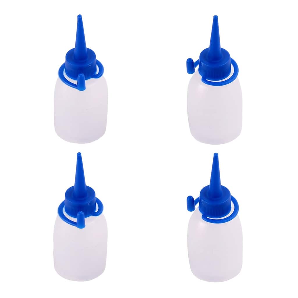 Plastic Liquid Water Oil Sauce Vinegar Dispensing Squeeze Bottle 25ml 4 Pcs - Blue,Clear