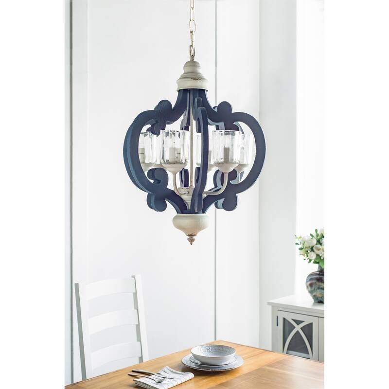 Chandelier 6 - Light Farmhouse Pendant Lighting - Cream Color