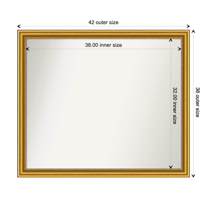Townhouse Gold Framed Non-Beveled Custom Wall Mirror, Bathroom Vanity Mirror - Outer Size: 41.75 x 35.75