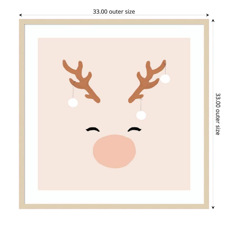 Deer and Baubles by Orara Studio Wood Framed Wall Art Print - 33 x 33 in