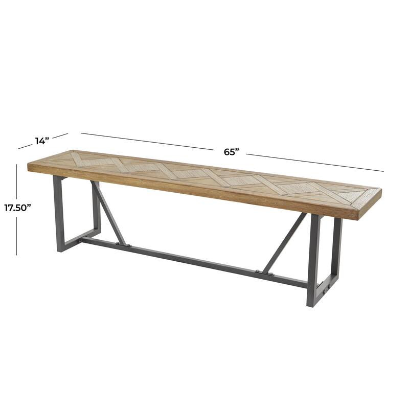 Wood Bench with Black Metal Base - Brown - Roche River Decor