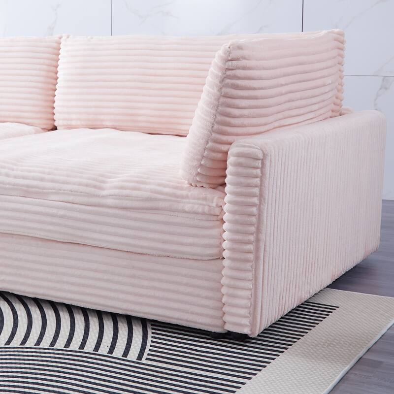 112-inch Pink Corduroy Sofa with Fashionable Design and Comfortable Features