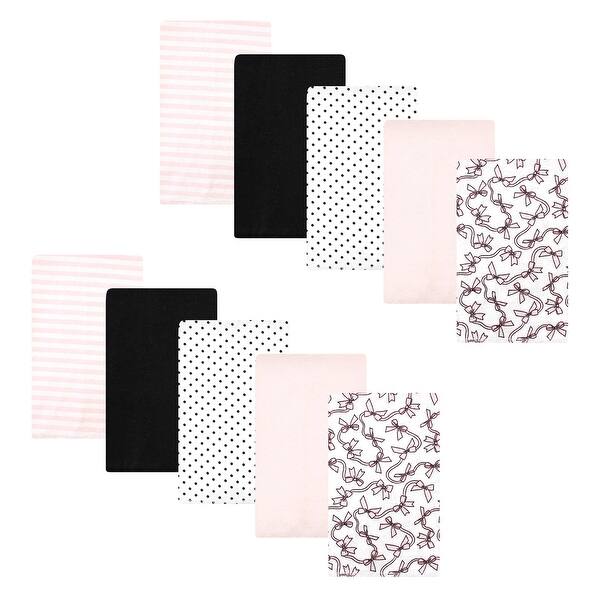 slide 1 of 1, Hudson Baby Infant Girl Cotton Flannel Burp Cloths, Pink Bows 10 Pack, One Size - Pink Bows 10 Pack - One Size One Size - Pink Bows 10 Pack