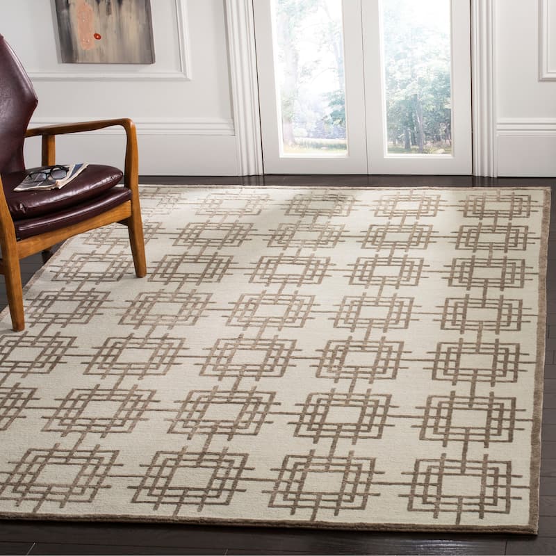 SAFAVIEH Couture Hand-knotted Morta Wool/ Silk Rug - 6' x 9' - Blue