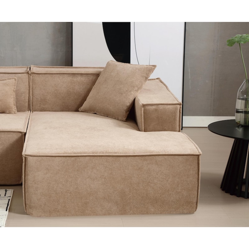 129.5'' Minimalist Modular L-Shaped 4 Seater Sectional Sofa Set with Chaise, Versatile Free-Combination Design