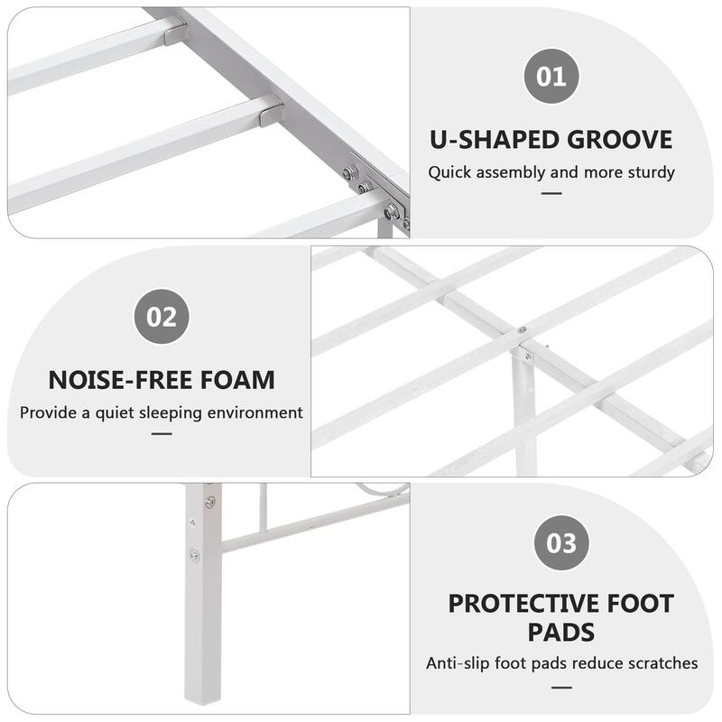 Javlergo Victoria Metal Platform Bed Frame with Headboard and Footboard