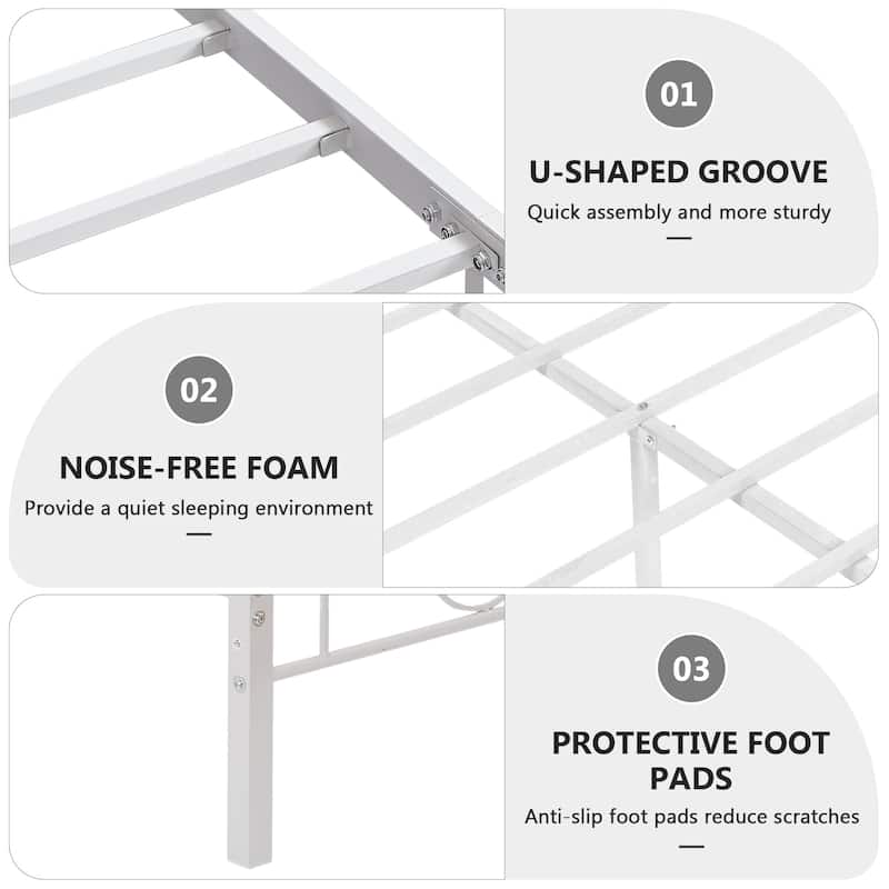 VECELO Metal Platform Bed Frame with Scroll Headboard, Twin/Full/Queen Size Beds