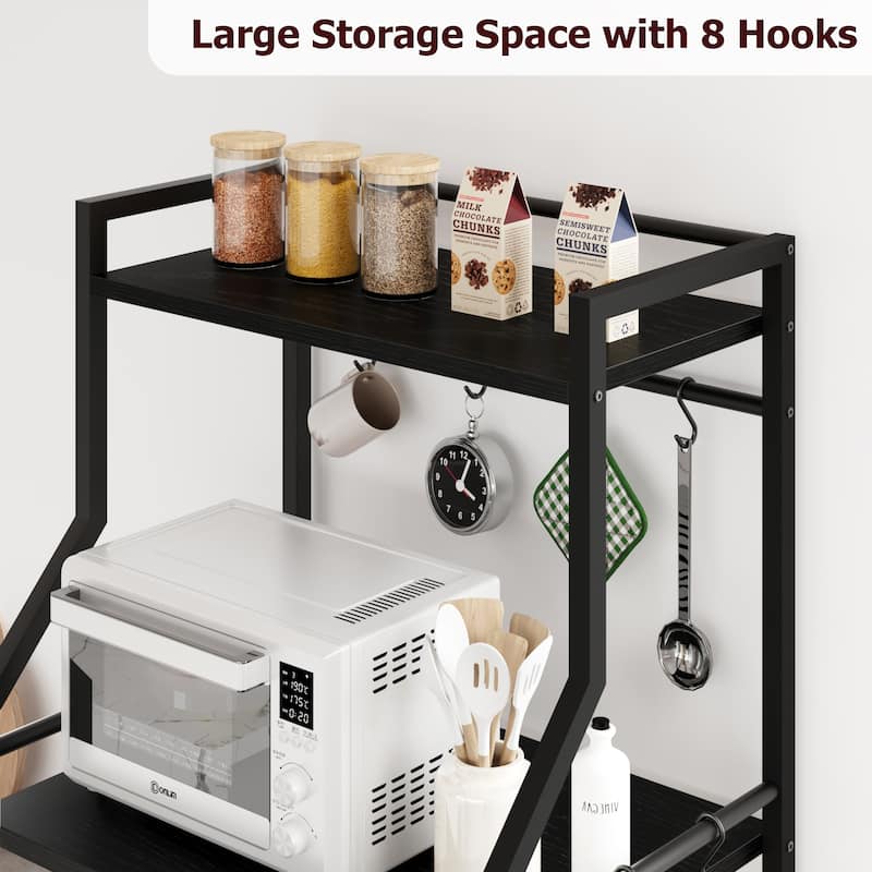 5-Tier Kitchen Bakers Rack Microwave Oven Stand with 2 Large Wire Basket - 15.7"D x 23.6"W x 50.7"H