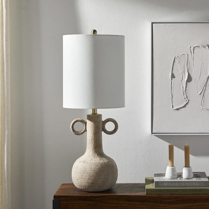 Reido Ceramic Table Lamp - 32"H x 12"W x 12"D - White
