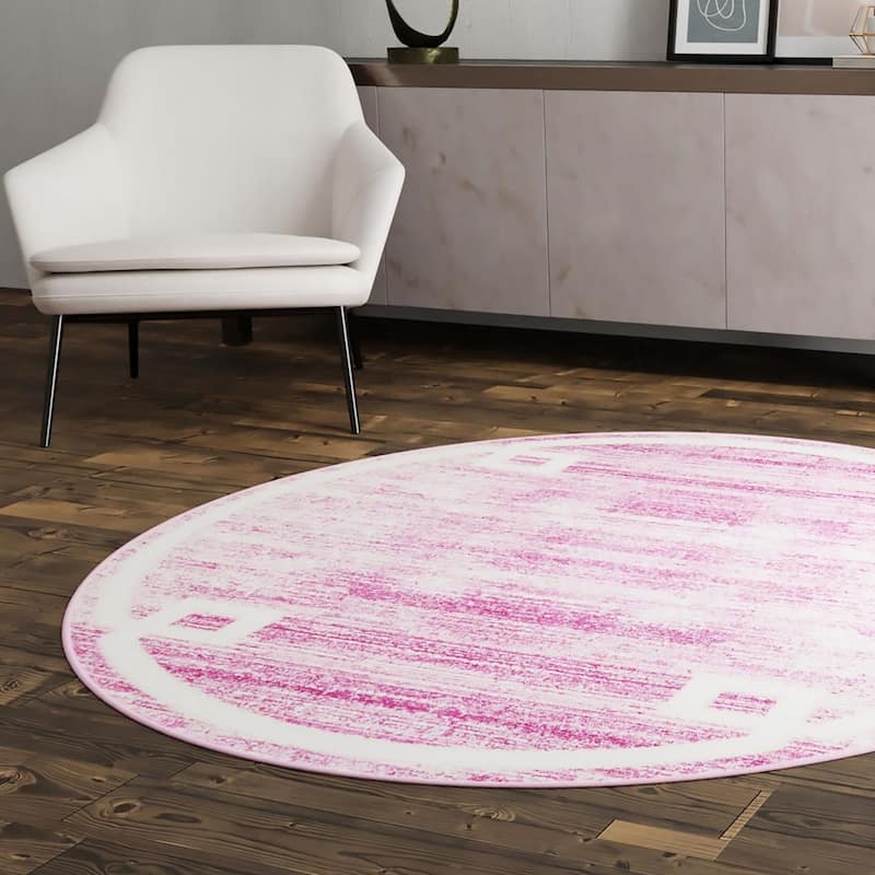 Contemporary Richye Collection Area Rug - Pink - 7'10" Round