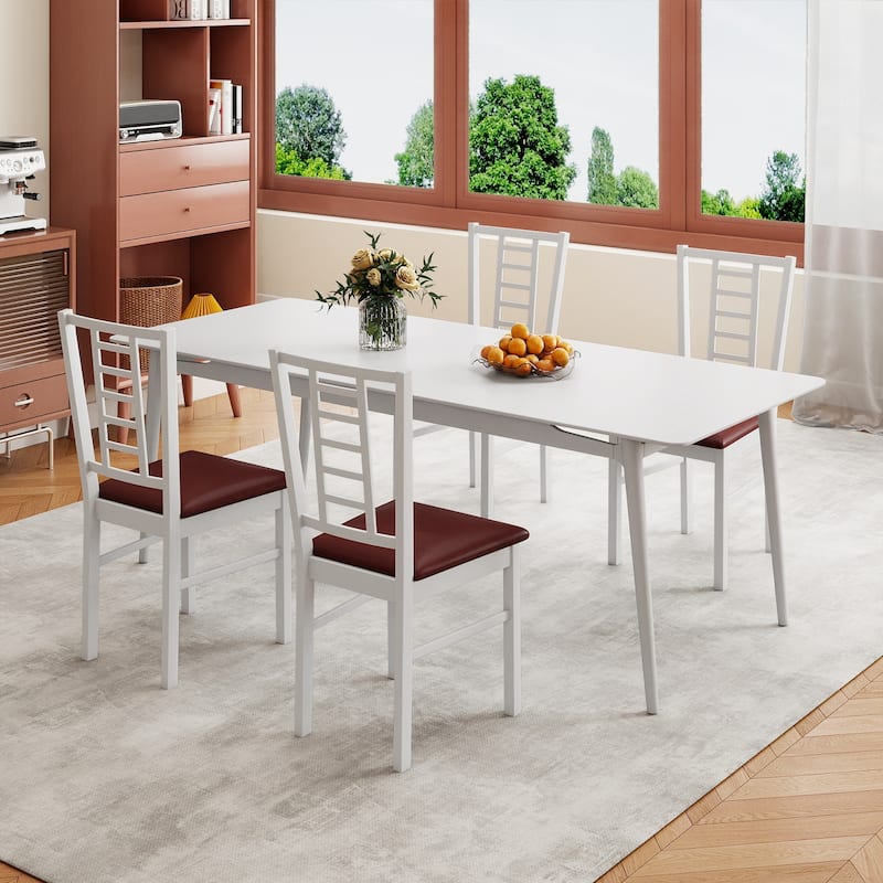 Gymax Wood Dining Chairs Set of 2 w/Rubber Wood Frame Padded Seat