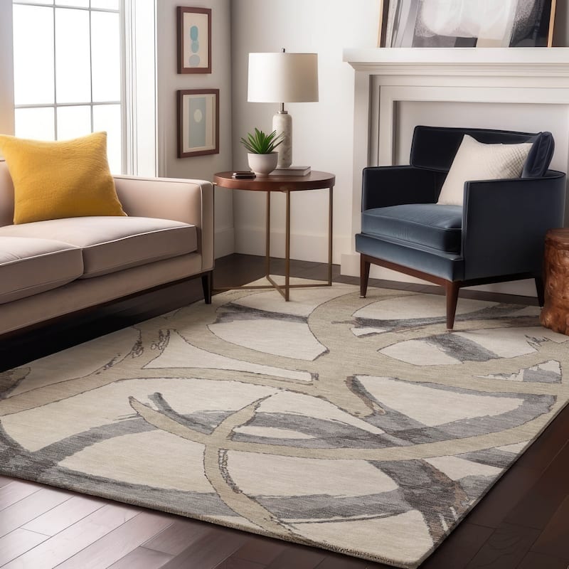 Premium Washable Super Soft Modern Zeus Mayfield Rug - Ivory - 9' x 12'