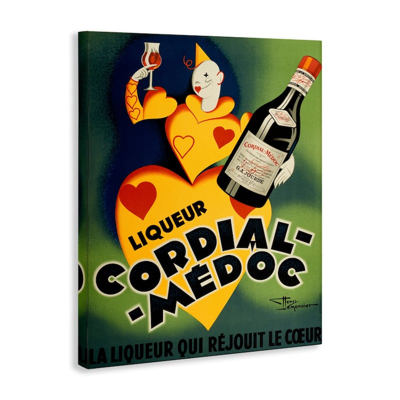 Stupell Retro Vintage Wine Advertisement Canvas Wall Art Design By Marcus Jules