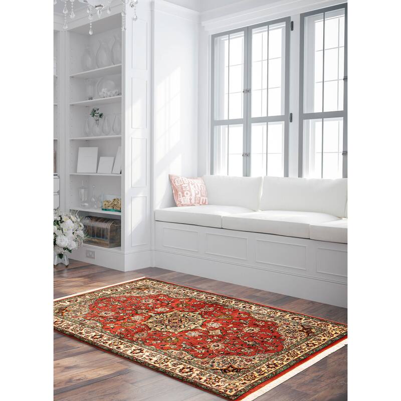 Andelz Navy, Red Rug 3'8" x 15'10" - 4'2 x 6'7