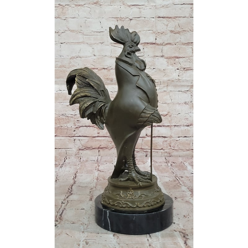 Dapper Rooster Gentleman Bronze Statue – Victorian Style