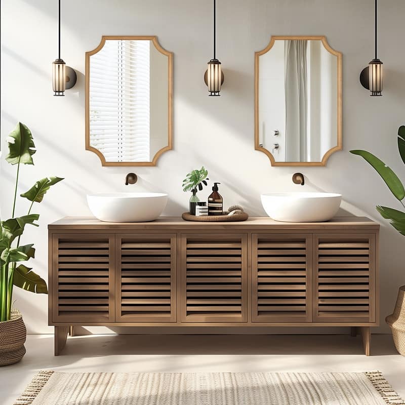 Full Scalloped Corners Arch Farmhouse Wall Mirror with Wood Frame