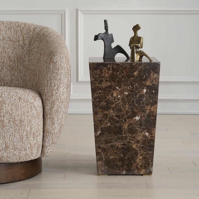 Uttermost Poe Marble Accent Table - 22.75"H x 14.125"W x 14.125"D